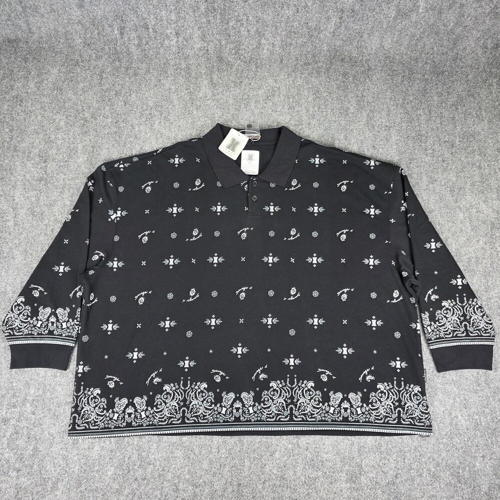 Savage X Fenty Shirt Womens 4X Black Bandana Paisley Long Sleeve Polo Top - Picture 2 of 16